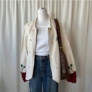 Vintage Rey Wear Christmas Themed Hand Knit in Bolivia 100% Cotton Sweater XL